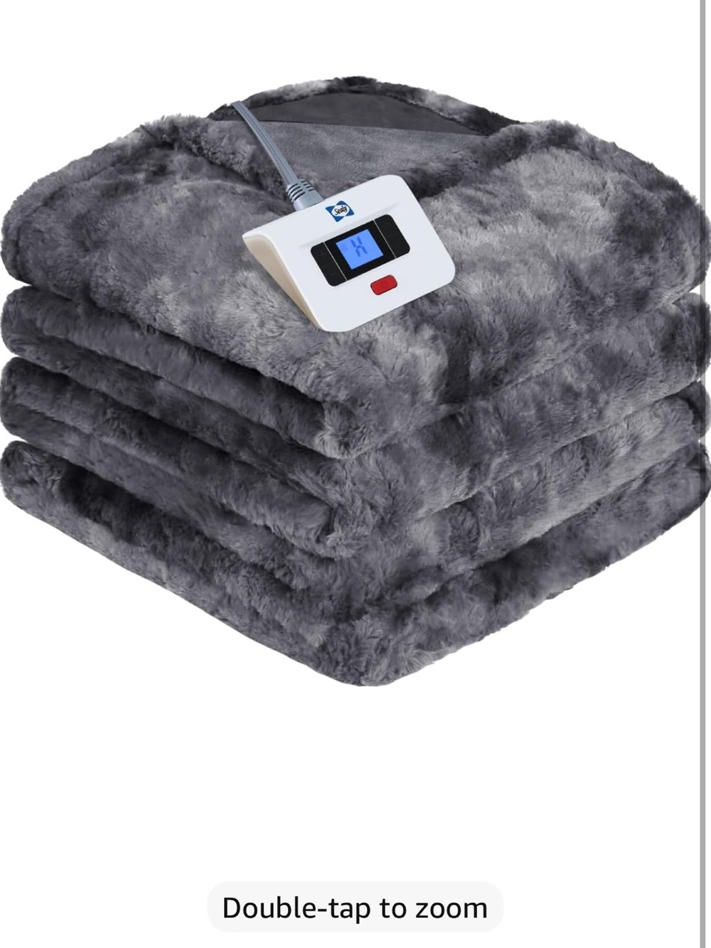 New Twin Sealy Electric Heated Plush Throw Blanket - Gray new in box